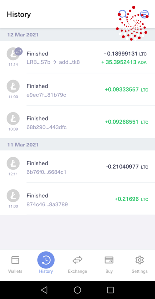 Guarda Multicurrency Wallet Review Transaction History