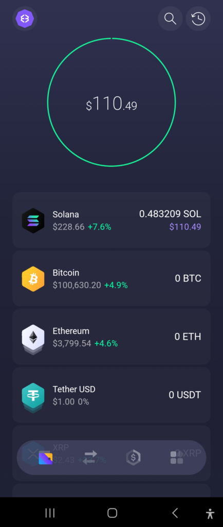 Exodus Wallet holding Solana (SOL) Proof 2025