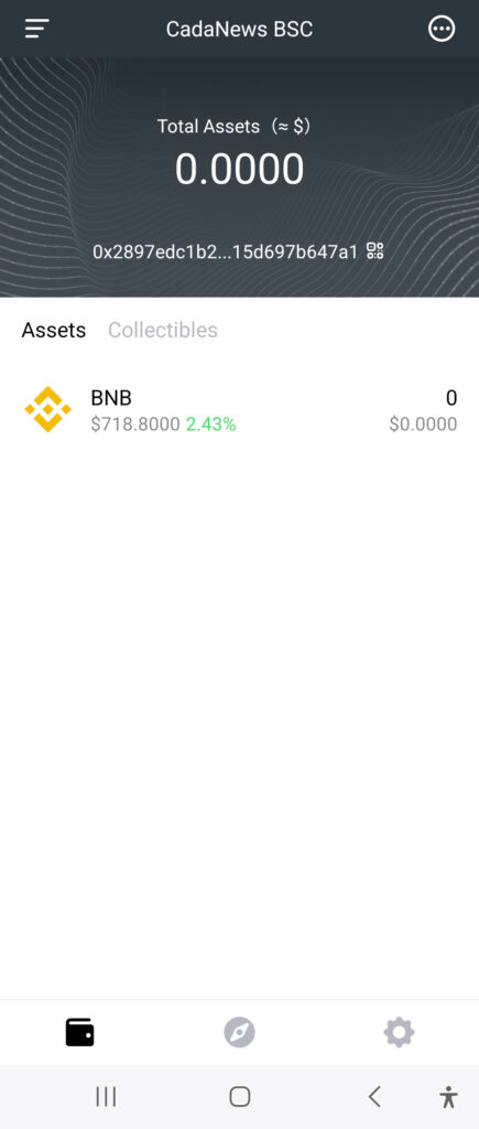 Math Wallet holding BNB on Binance Smart Chain Proof 2025