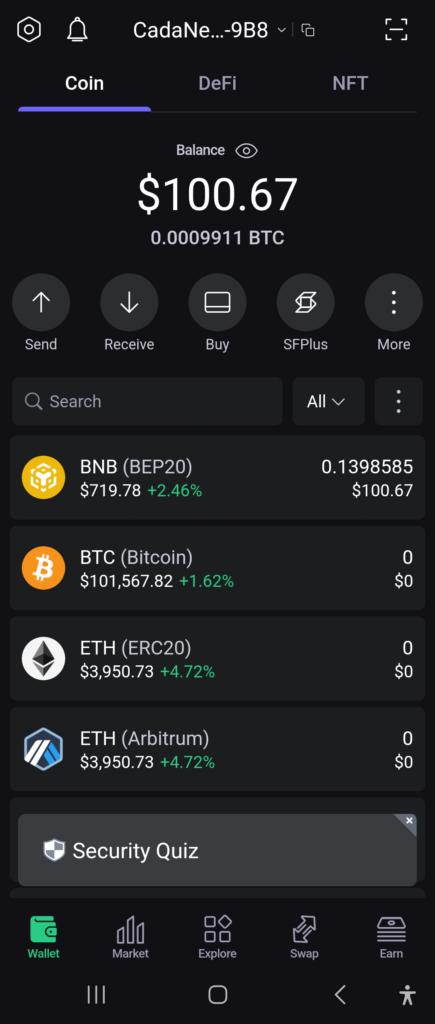 SafePal hardware wallet holding BNB on Binance Smart Chain Proof 2025